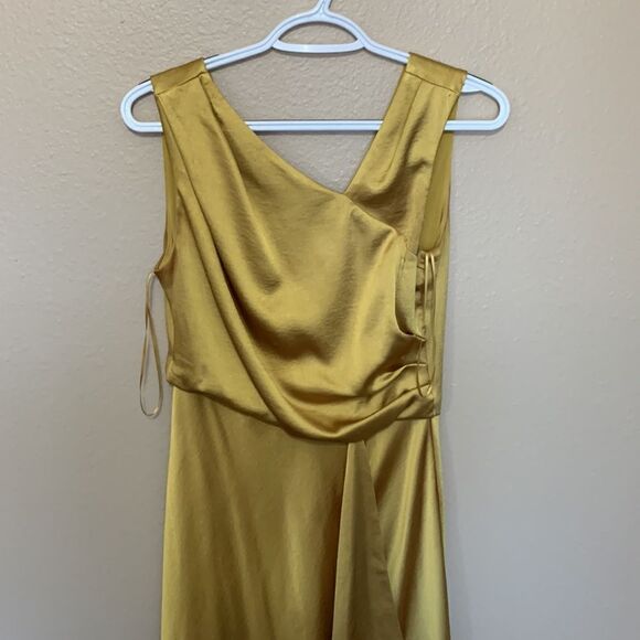 Taylor mustard yellow satin dress, size 4. - Picture 2 of 4